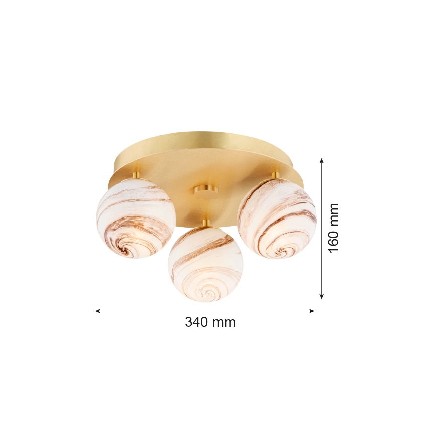 Argon 6290 - Laevalgusti FABIO 3xE14/7W/230V alabaster kuldne