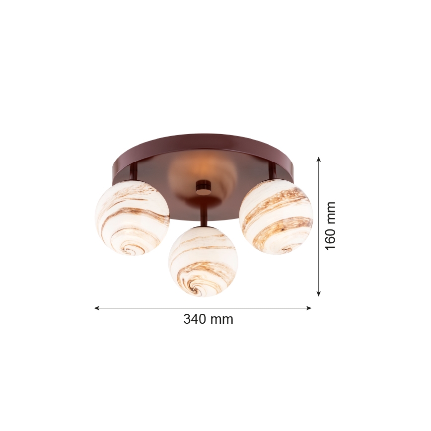 Argon 6292 - Laevalgusti FABIO 3xE14/7W/230V alabaster pruun