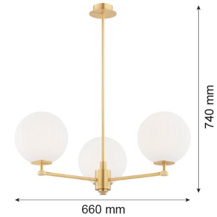 Argon 6307 - Ripplühter PALOMA 3xE14/7W/230V kuldne/valge