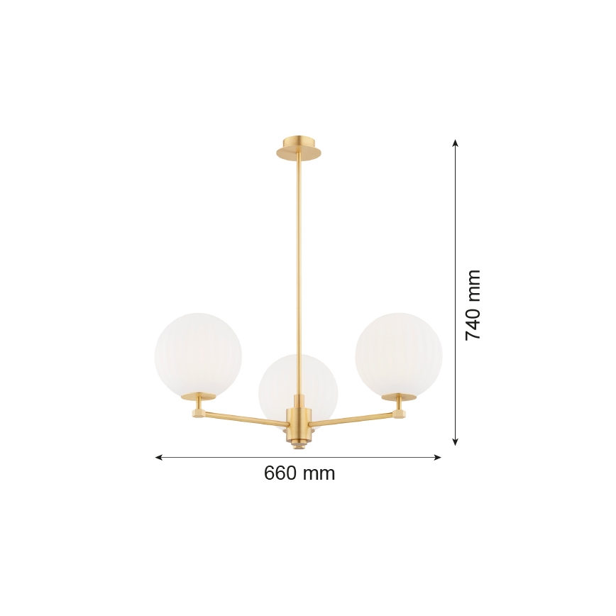 Argon 6307 - Ripplühter PALOMA 3xE14/7W/230V kuldne/valge