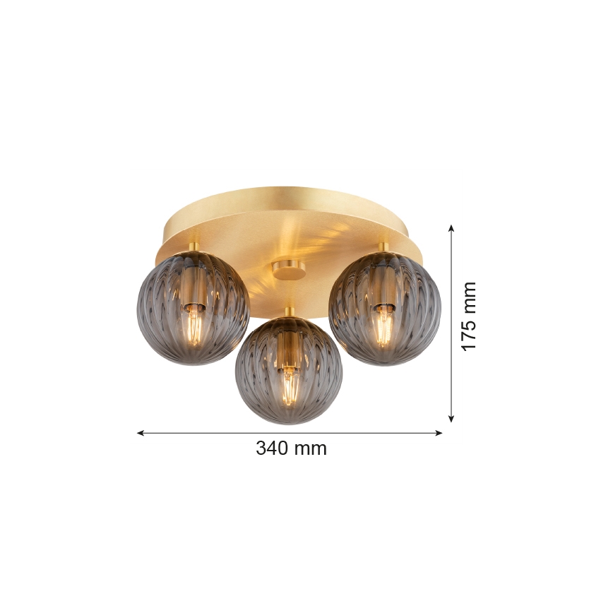 Argon 6308 - Laevalgusti PALOMA 3xE14/7W/230V kuldne/must