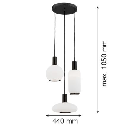 Argon 6323 - Lühter SAGUNTO PLUS 3xE27/15W/230V must