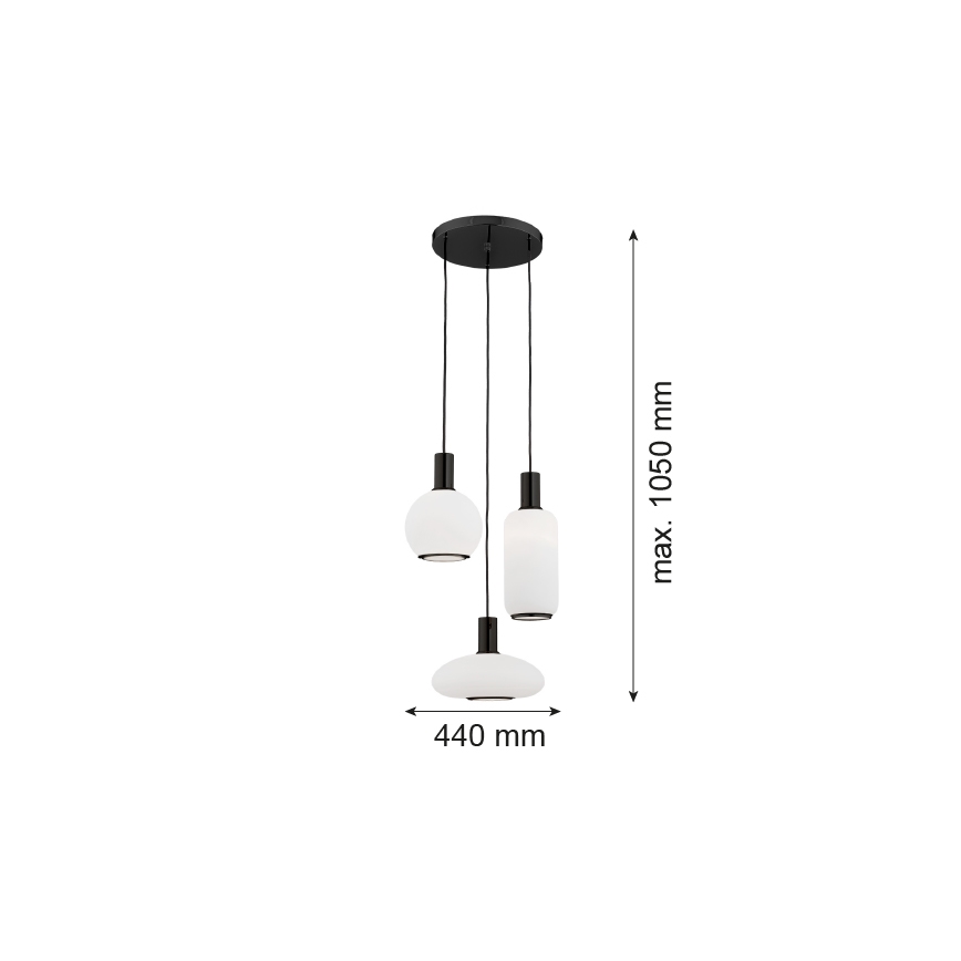Argon 6323 - Lühter SAGUNTO PLUS 3xE27/15W/230V must