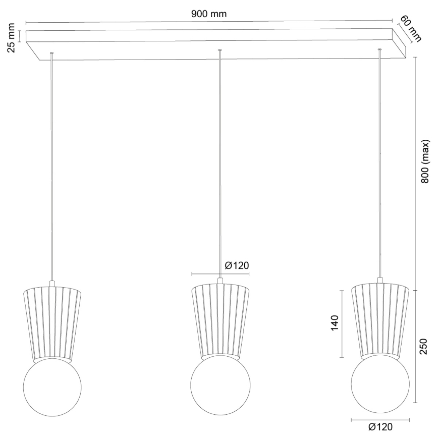 Argon 6357 - vannitoa ripplamp kaabliga VOLANTE 3xG9/6W/230V IP44 beež