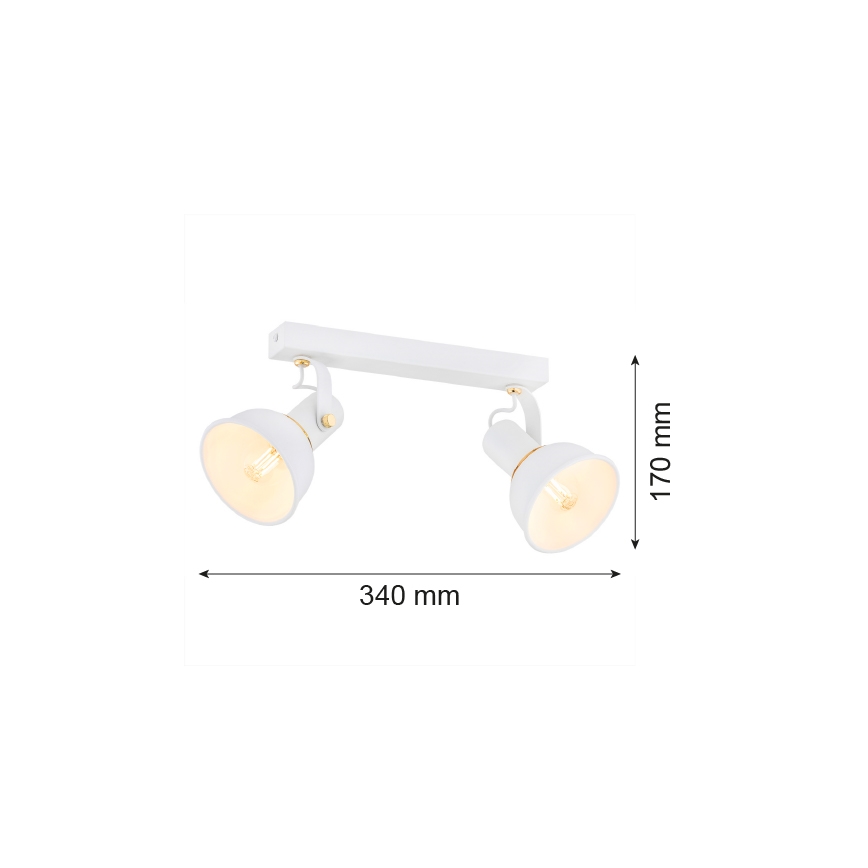 Argon 7036 - Kohtvalgusti TWIST 2xE14/7W/230V valge/kuldne