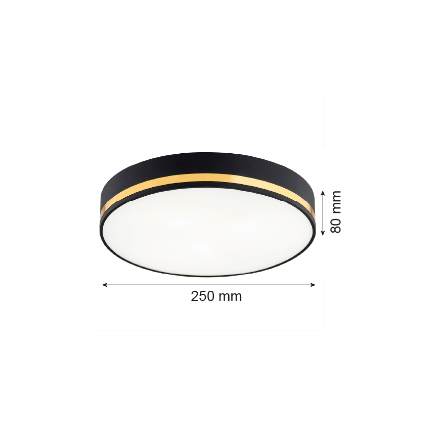 Argon 7040 - Laevalgusti AMORE 2xE27/15W/230V diameeter 25 cm must/kuldne
