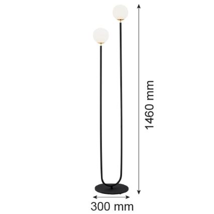 Argon 7073 - Põrandalamp FERRONE 2xE14/7W/230V must/valge/kuldne