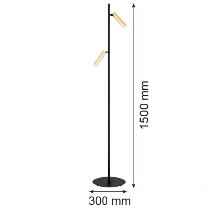 Argon 7083 - Põrandalamp TORRE 2xG9/6W/230V must/messing