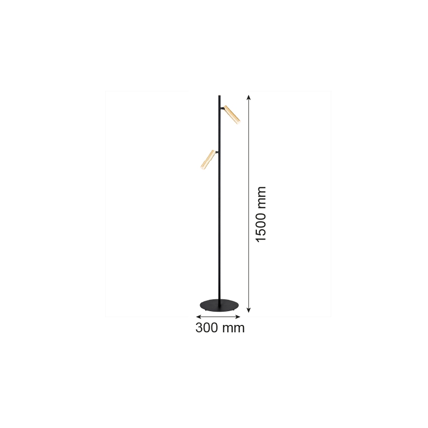 Argon 7083 - Põrandalamp TORRE 2xG9/6W/230V must/messing