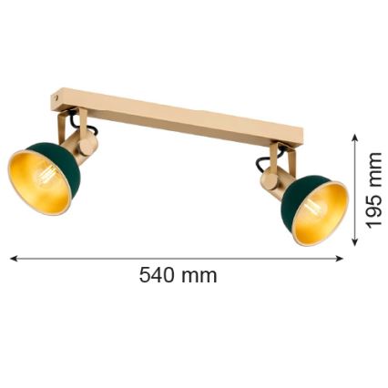 Argon 7143 - Kohtvalgusti LENORA 2xE14/7W/230V kuldne/roheline