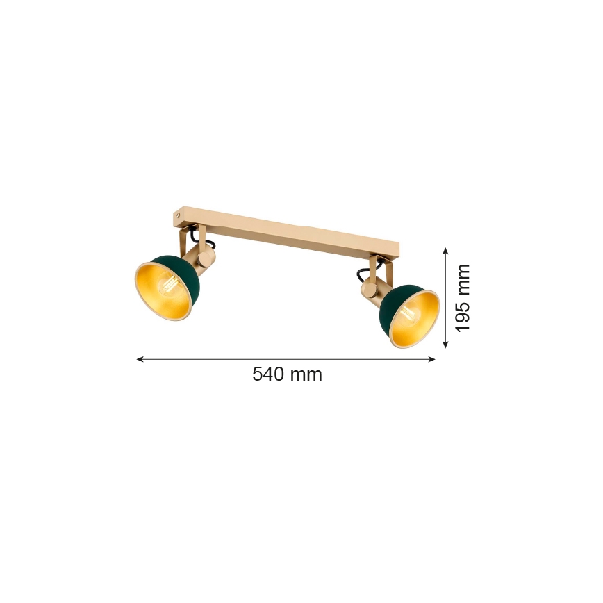 Argon 7143 - Kohtvalgusti LENORA 2xE14/7W/230V kuldne/roheline