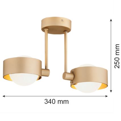 Argon 7215 - Vannitoa ripplühter MASSIMO PLUS 2xG9/6W/230V IP44 kuldne