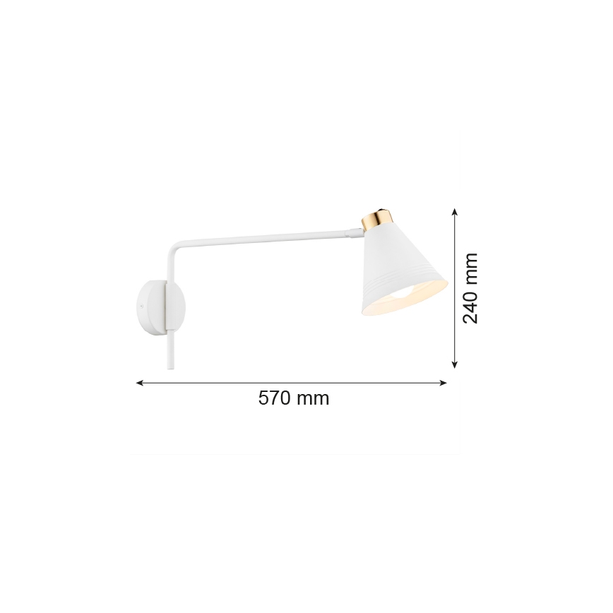 Argon 8007 - Seinavalgusti AVALONE 1xE27/15W/230V 57 cm valge/kuldne