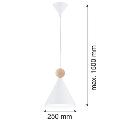 Argon 8629 - Lühter KEGEL 1xE27/15W/230V valge