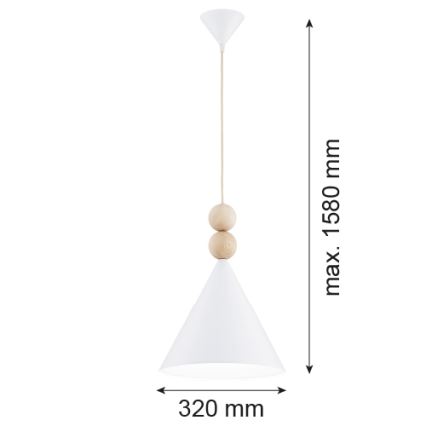 Argon 8632 - Lühter KEGEL 1xE27/15W/230V valge