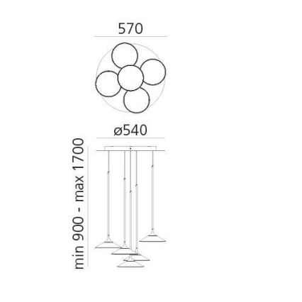 Artemide 0355030A - LED Hämardatav lühter ORSA CLUSTER LED/37W/230V 3000K
