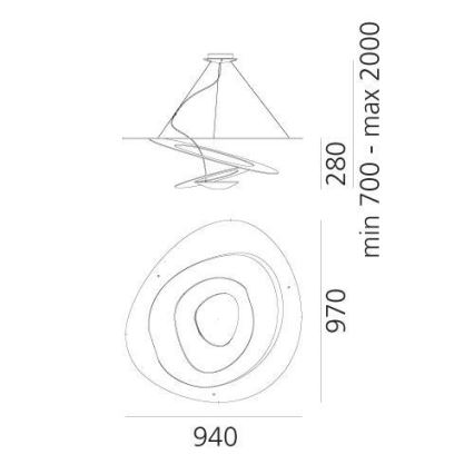 Artemide 1254120A - LED Hämardatav lühter PIRCE LED/44W/230V 3000K kuldne