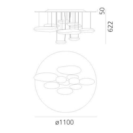 Artemide 1366110A - LED Hämardatav pinnale kinnitatav lühter MERCURY LED/58W/230V 3000K