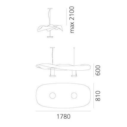 Artemide 1513010A - Lühter COSMIC INGEL 2xR7s/11W/230V läikiv kroom