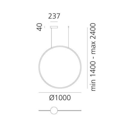Artemide 1993030APP - LED Hämardatav lühter DISCOVERY LED/60W/230V 3000K must