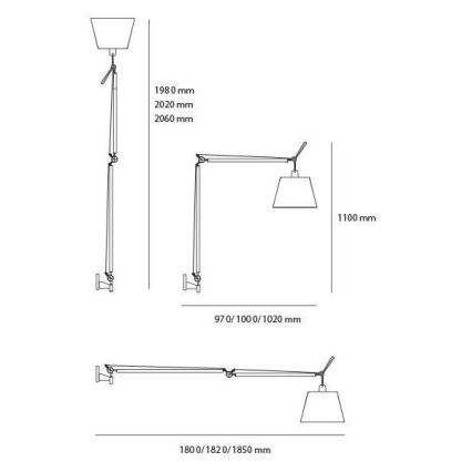 Artemide AR 0564010A+AR 0780030A+AR 0779010A KOMPLET - Põrandalamp TOLOMEO MEGA 1xE27/150W/230V