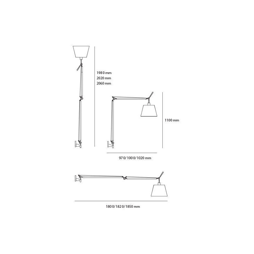 Artemide AR 0564010A+AR 0780030A+AR 0779010A KOMPLET - Põrandalamp TOLOMEO MEGA 1xE27/150W/230V