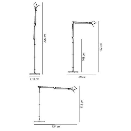 Artemide AR 0947010A+AR A012820 KOMPLET - Põrandalamp TOLOMEO BASCULANTE 1xE27/100W/230V