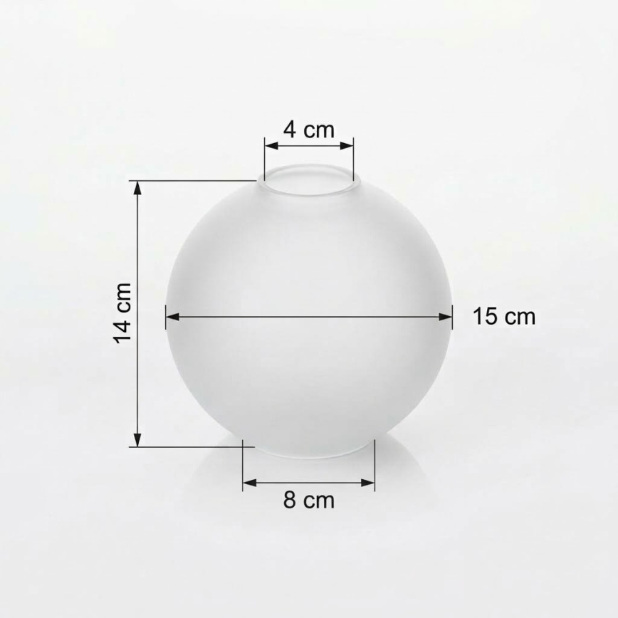 Asendusklaas lühtrile E27, Ø 15 cm, mati valge
