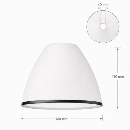 Asendusklaas lühtrile ja seinavalgustile RETRO, ANTICO E27, läbimõõt 13 cm, valge/must
