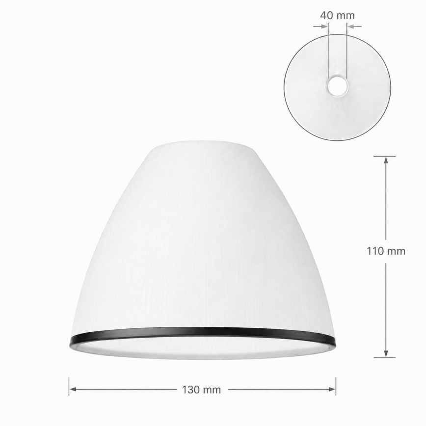 Asendusklaas lühtrile ja seinavalgustile RETRO, ANTICO E27, läbimõõt 13 cm, valge/must