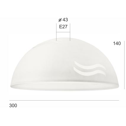 Asenduskuppel klaasist SFERA E27 140x300 mm valge