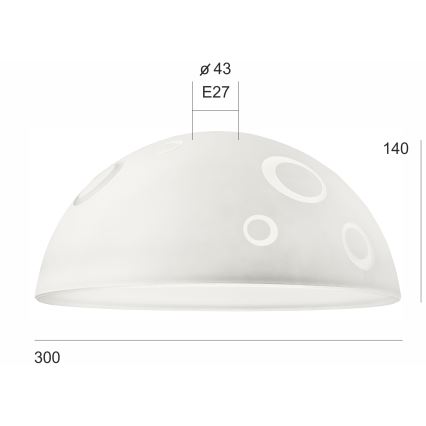 Klaasist asenduslühter SFERA E27 140x300 mm valge