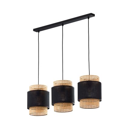 Asenduslambivari laualambile ja lühtrile BOHO E27 läbimõõt 20 cm rotang/must