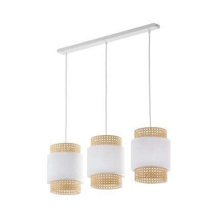 Asenduslambivarjuk laualambile ja lühtrile BOHO E27, läbimõõt 20 cm, rattan/valge