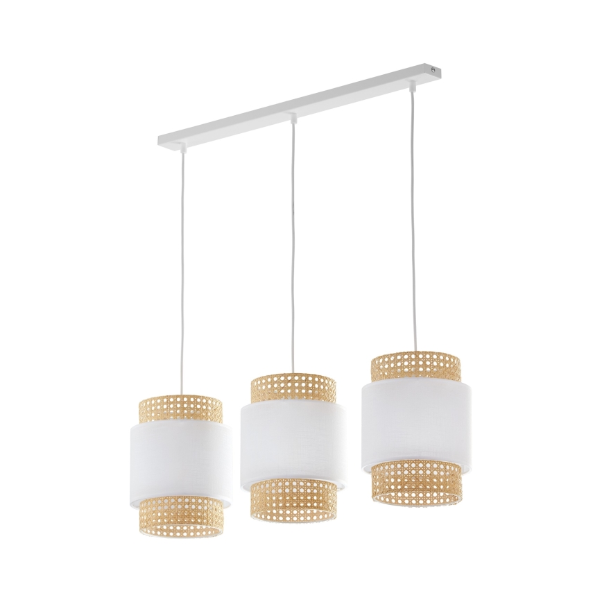 Asenduslambivarjuk laualambile ja lühtrile BOHO E27, läbimõõt 20 cm, rattan/valge