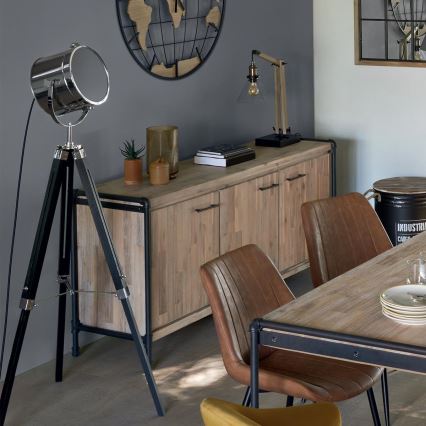 Atmosphera - Põrandalamp EBOR 1xE27/25W/230V mänd/läikiv kroom