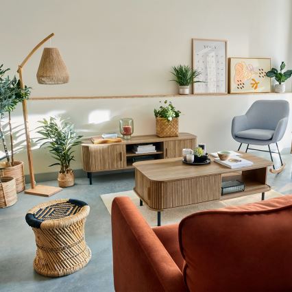 Atmosphera - Põrandalamp PALM 1xE27/60W/230V bambus/kanep