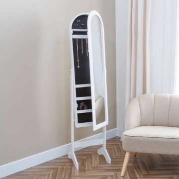 Atmosphera - Põrandapeegel koos ehetekastiga LEXY 158x38 cm valge