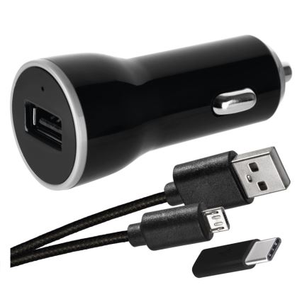 Autoadapter 2,1A + micro USB kaabel