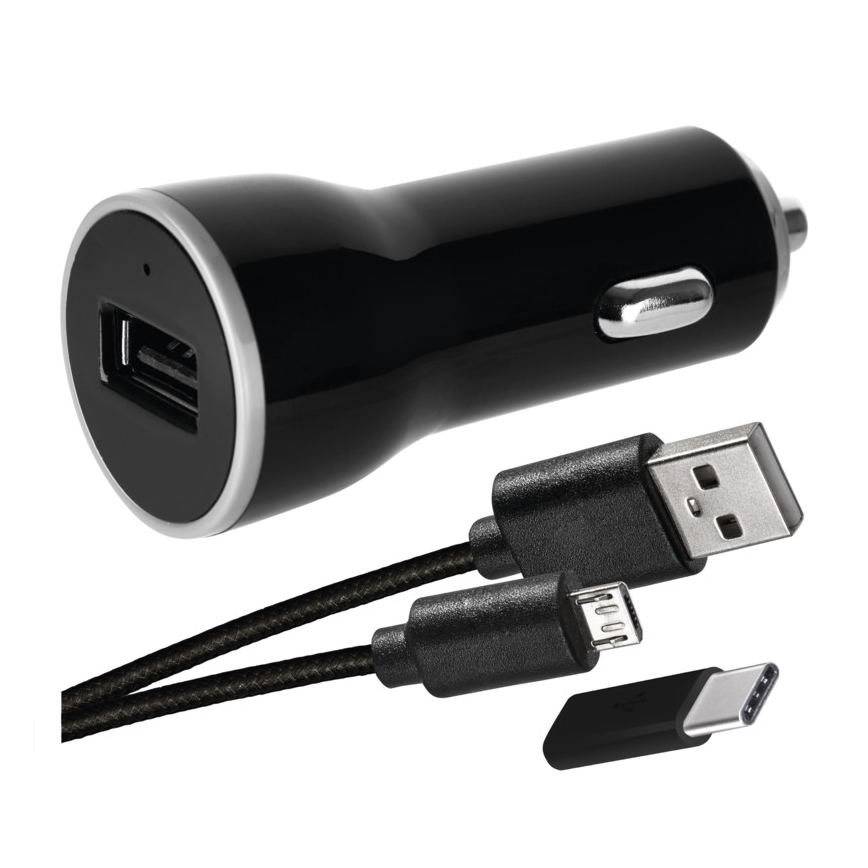 Autoadapter 2,1A + micro USB kaabel