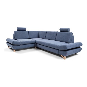 AVESTA L-kujuline lahtikäiv polsterdatud nurgadiivan hoiuruumiga, vasakpoolne, sinine