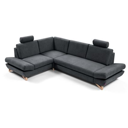 AVESTA L-kujuline vasakpoolne lahtikäiv polsterdatud nurgadiivan panipaigaga, antratsiit