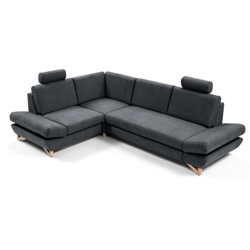 AVESTA L-kujuline vasakpoolne lahtikäiv polsterdatud nurgadiivan panipaigaga, antratsiit