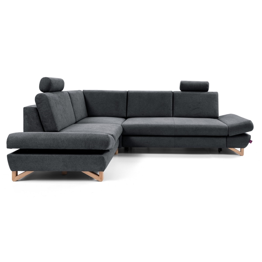 AVESTA L-kujuline vasakpoolne lahtikäiv polsterdatud nurgadiivan panipaigaga, antratsiit