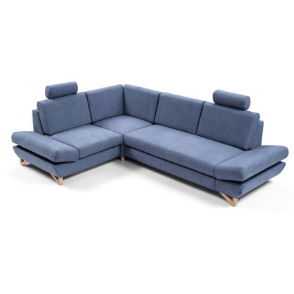 AVESTA L-kujuline lahtikäiv polsterdatud nurgadiivan hoiuruumiga, vasakpoolne, sinine