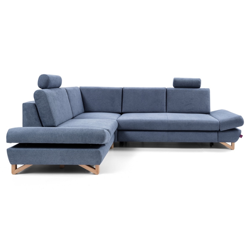 AVESTA L-kujuline lahtikäiv polsterdatud nurgadiivan hoiuruumiga, vasakpoolne, sinine