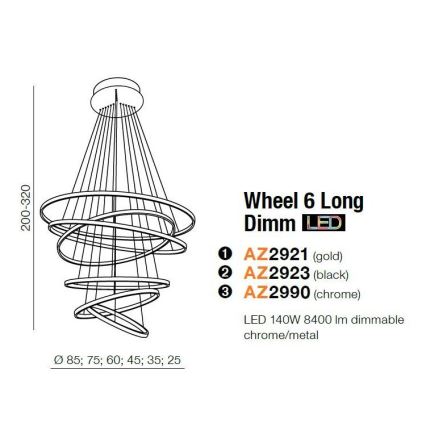 Azzardo AZ2921 - LED Hämardatav lühter WHEEL 6xLED/140W/230V