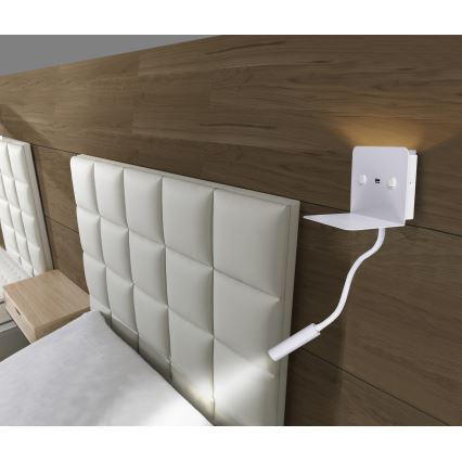 Azzardo AZ4417 - LED Paindlik väike lamp koos riiuliga VERA 1xLED/5W/230V + 1xLED/6W valge