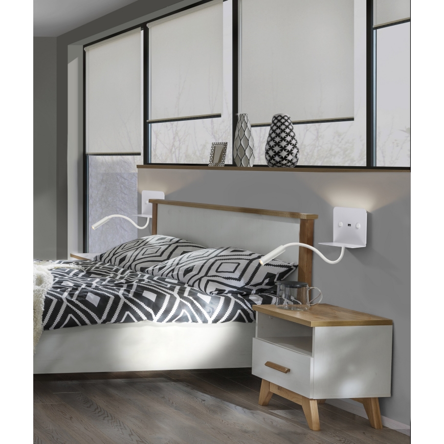 Azzardo AZ4417 - LED Paindlik väike lamp koos riiuliga VERA 1xLED/5W/230V + 1xLED/6W valge