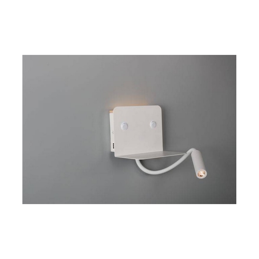 Azzardo AZ4417 - LED Paindlik väike lamp koos riiuliga VERA 1xLED/5W/230V + 1xLED/6W valge